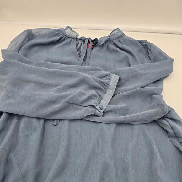 Vince Camuto Blue Flowy Boho Minimalist Blouse Large - Picture 12 of 13